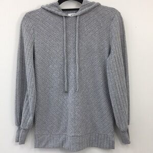 Nine West Soft Diagonal Plush Striped Hooded Long Sleeve Shirt Size XS EXCELLENT
